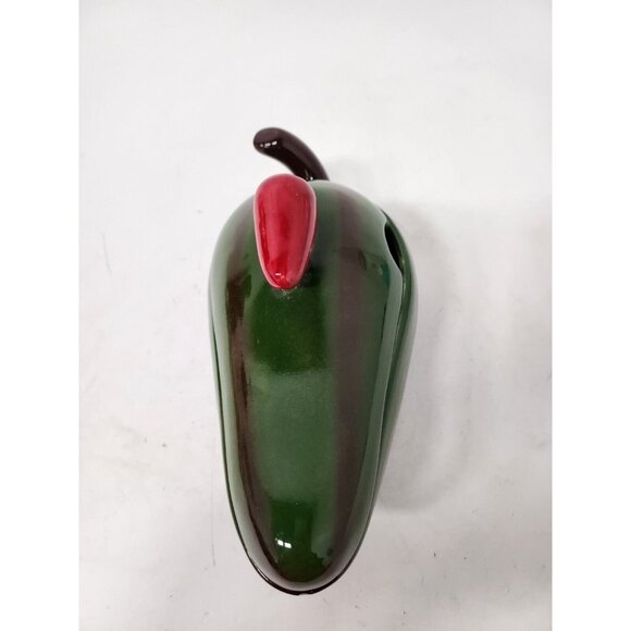 Vintage Mexican Pottery Green Jalapeno Pepper Salsa Dish Ceramic Covered - Picture 5 of 11